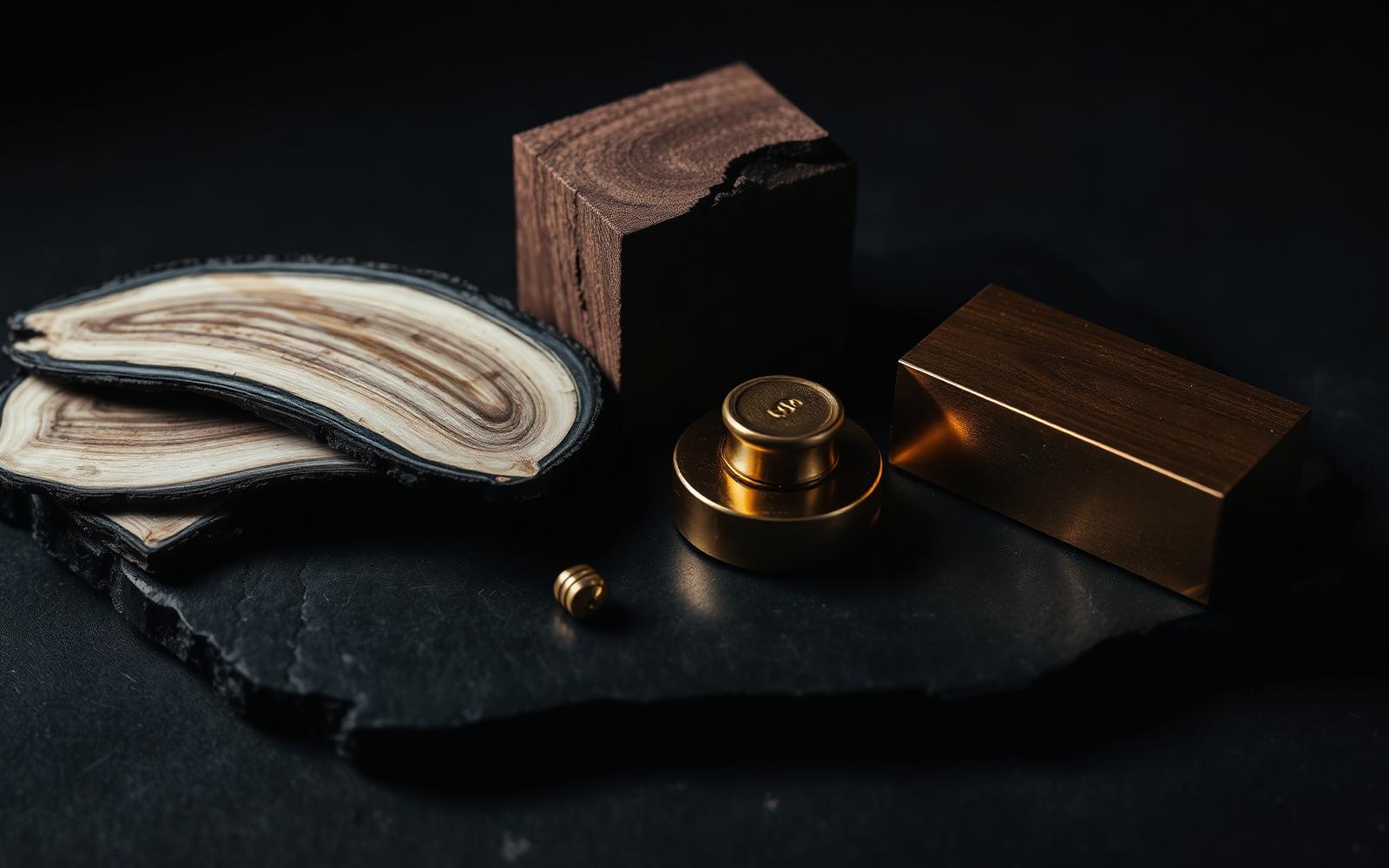 Raw materials — buffalo horn, sheesham wood, brass, copper, resin